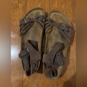 Birkenstock Brown oiled leather Bali ankle strap sandal 42
